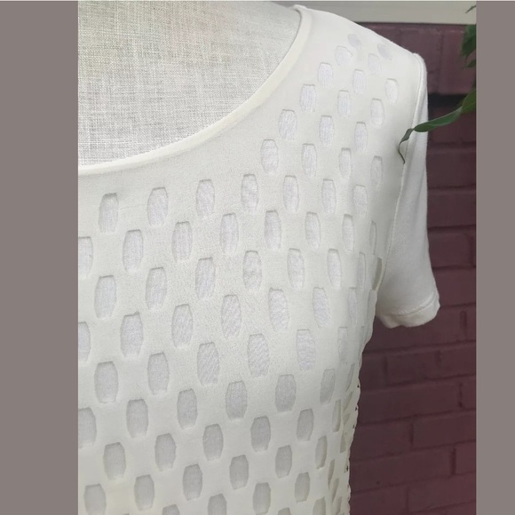 Neiman Marcus Dress Cream With Laser Cut Outs - Picture 2 of 5